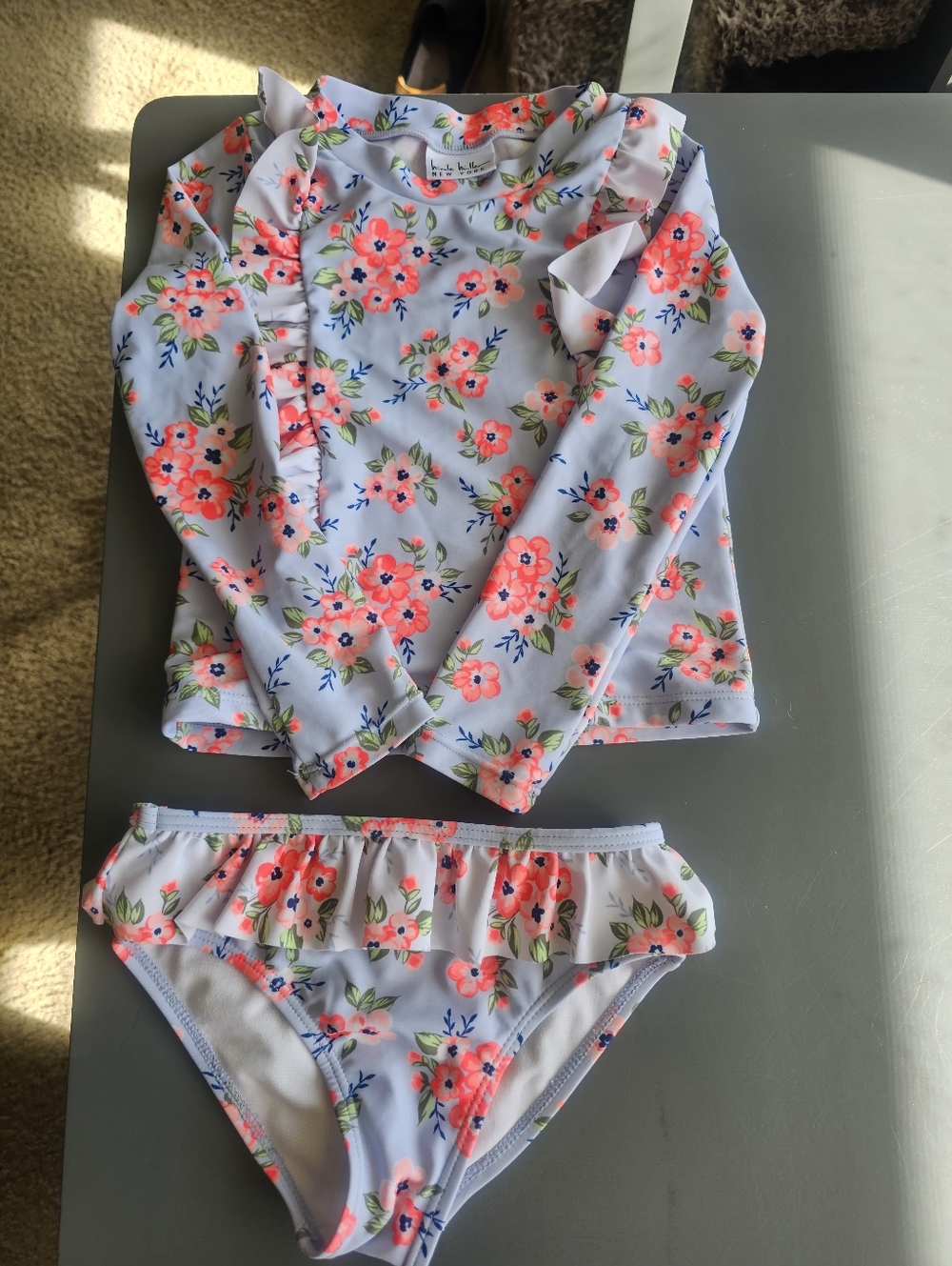 Girls Nicole Miller 2 Piece Swim Suit Sz 5